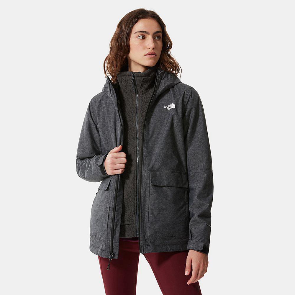The North Face New Fleece Triclimate Γυναικεια Αδιάβροχο Μπουφάν - Μαυρα / Γκρι (SYFN59710)